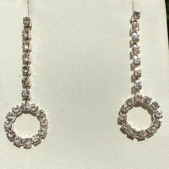 Sparkly Rhinestone Drop Circle Earrings – Elegant Statement Jewelry - Picture 13 of 17